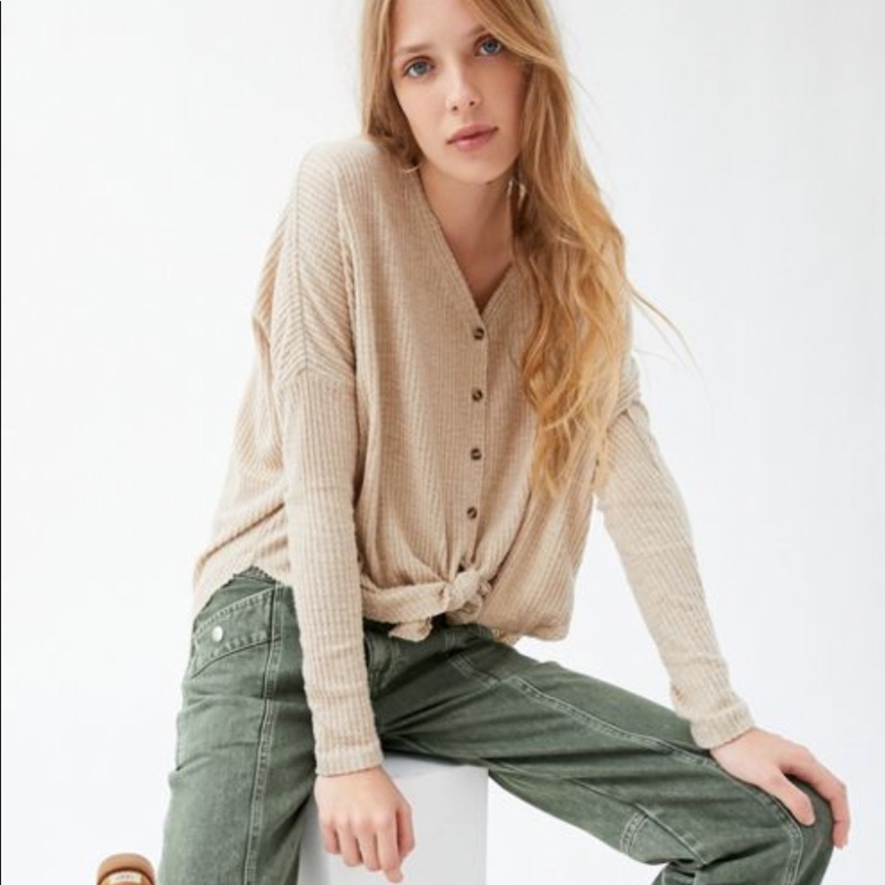 Urban Outfitters Thermal Button Front Top